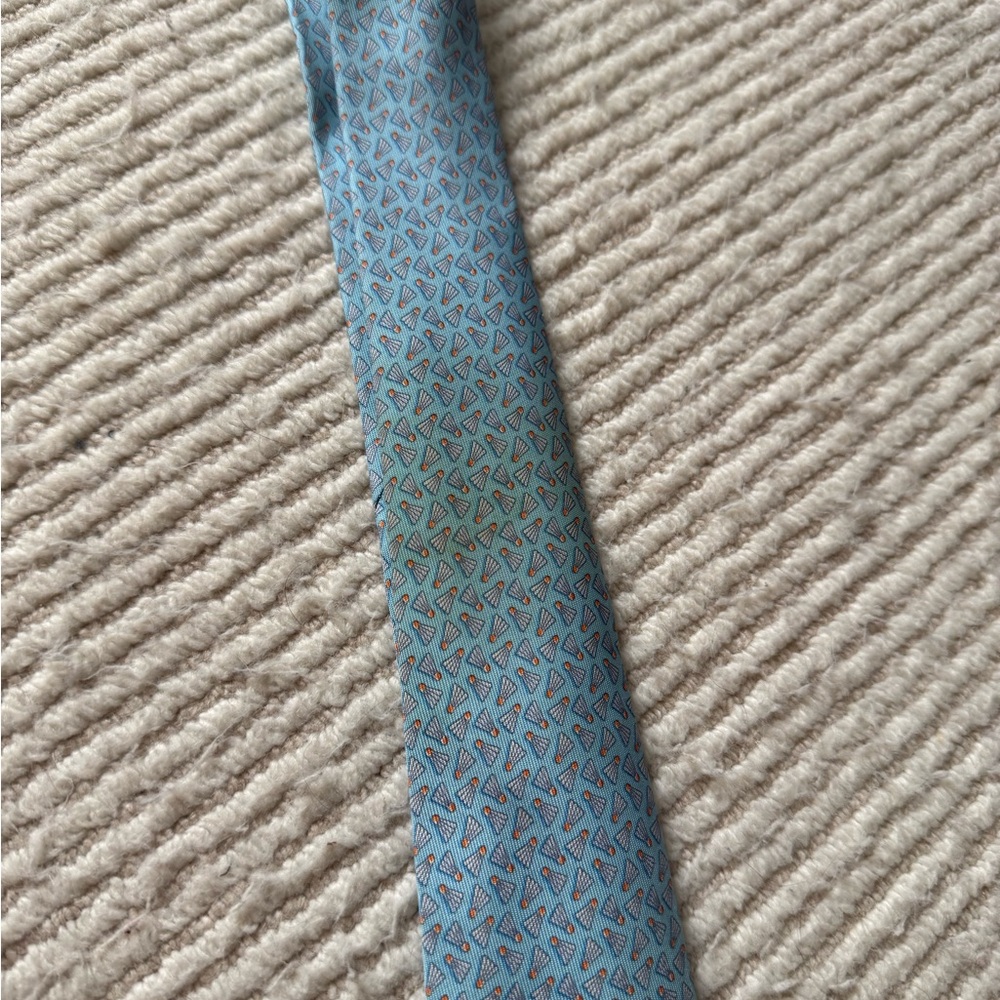 Salvatore Ferragamo Blue and Red Geometric Tie